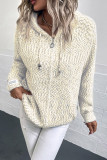 Drawstring Hooded Zipper Knitting Cardigan