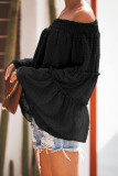 Black Swiss Dot Off The Shoulder Top
