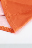 Colorblock Split V Neck Long Sleeve Top