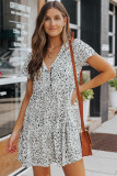 Beige Ditsy Print Casual Babydoll Dress