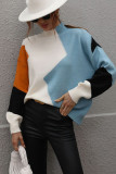 Wavy Knit Color Block Pullover Sweaters