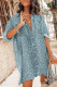 Sky Blue Leopard Print Button Loose Shirt Dress