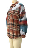Aztec Splice Plaid Shacket Fleece Coat Women Unishe Wholesale