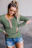 Contrast Elbow Patch Green Long Sleeve Top