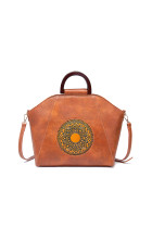 Retro Genuine Leather Emboss Tote Shoulder Bag MOQ 3PCs