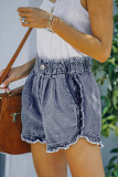 Elastic Waist Ruffle Short Jeans Unishe Wholesale