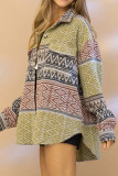 Retro Aztec Front Open Button Pockets Jackets