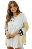 Color Block Buttoned Henley Top
