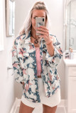 White Stars Tie Dye Print Buttoned Denim Jacket