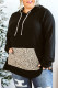 Black Plus Size Hoodie with Leopard Pocket