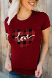 VALENTINE'S DAY Plaid Heart Graphic Tee Short Sleeve T shirts Top UNISHE Wholesale