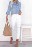 Blue Washed Open Button Denim Shirts