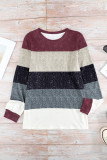 Color Block O-Neck Long Sleeve Blouse
