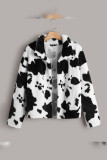 Cow Print Fleece Plus Size Coat