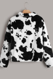 Cow Print Fleece Plus Size Coat