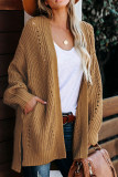 Drop Sleeve Cable Knit Cardigan with Slits