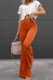 Rib Knitting Plain Slim Flare Pants