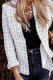 Frayed Slim-fit Open Front Plaid Jacket