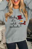 Christmas Print O-neck Long Sleeve Sweatshirts Women UNISHE Wholesale