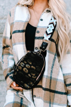 Printed Aztec Embroidered Straps Zip Crossbody Bag Fanny Pack