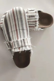 Casual Striped Print Flat Half Slip On Shoes Unishe Wholesale