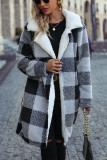 Lapel Plaid Fleece Coat
