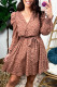 Jacquard Animal Print Surplice V Neck Short Dress