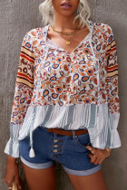 Loose Fit Floral Striped Blouse