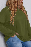Plus Size Button Sleeve Plain Top