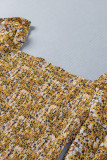 Yellow Square Neck Smocked Floral Top