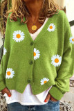 Daisy Pattern Buttons Front V-neck Cardigans UNISHE Wholesale