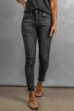 High Rise Frayed Ankle Skinny Jeans