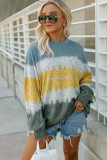 Multicolor Leopard Tie Dye Color Block Pullover Sweatshirt