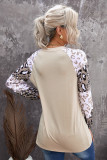 Apricot Leopard Print Bubble Sleeve Top
