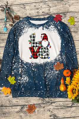 LOVE Christmas Gnome Bleached Long Sleeves Top Unishe Wholesale