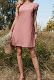 Solid Color Ruffle Sleeveless Square Neck Mid Length Dress Unishe Wholesale