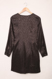 Embossed Leopard Wrap Dress with Tie