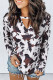 Cow Keyhole Neck Long Sleeve Blouse