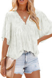 Half Sleeve Ruffles V Neck Blouse Unishe Wholesale