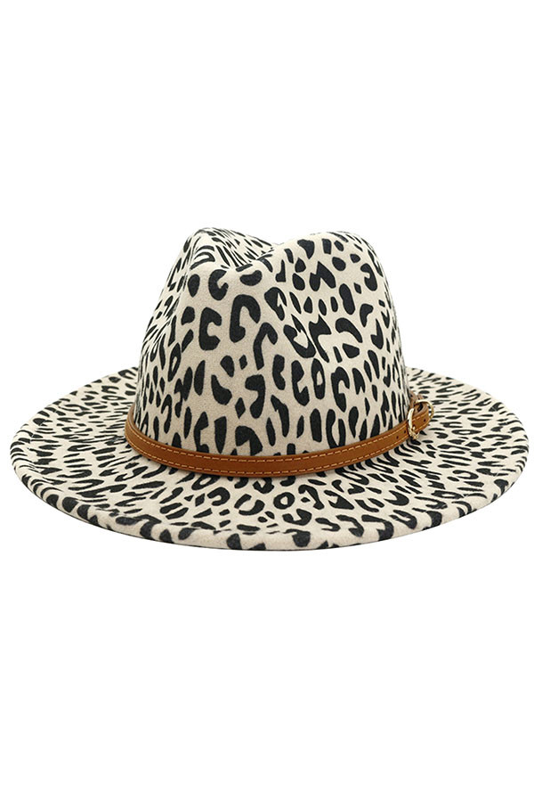 White Leopard Jazz Hat MOQ 3pcs