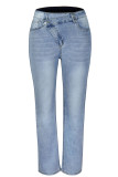 Crossover Waist Ripped Stretch Jeans Pants Unishe Wholesale