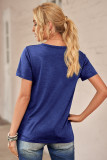 Blue Holes Crew Neck Cotton Mixed T-shirt