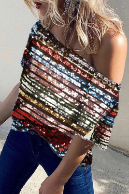 Multi Color Sequins Sexy Tops