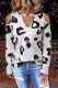 Leopard Hollow Out Cold Shoulder Blouse