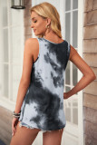 Gray Tie-Dye Cross Front Tank Top