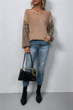 Leopard Lantern Sleeve Crosscriss Sweater