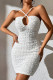 White Pleated Backless Halter Bodycon Dress