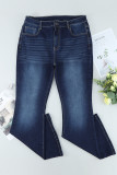 Plus Size Deep Wash Mid-waist Flared Jeans