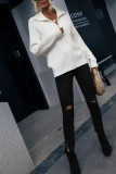 Plain Stand Collar Open Zipper Knit Cardigans