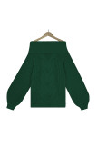 Cable Knit Off Shoulder Lantern Sleeve Sweater